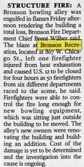 Bronson Recreation - 10 Aug 2002 Ruined By Fire (newer photo)